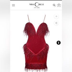 Miss Circle One In A Million Crystal and Fur Red Stretch Crepe Dress